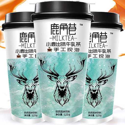 图片 鹿角巷奶茶 绿色 小鹿出抹牛乳茶 123g
