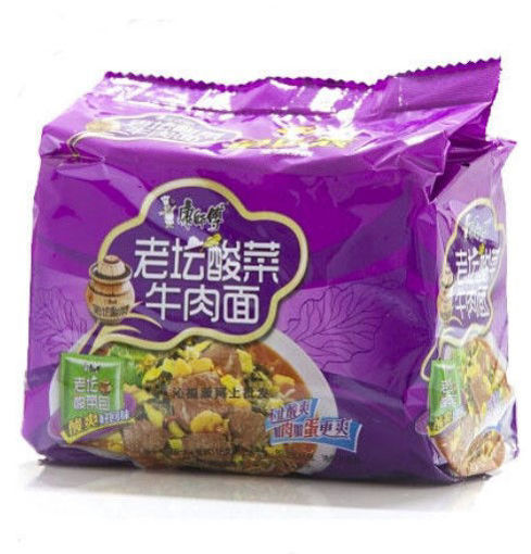 图片 五连包康师傅方便面 老坛酸菜牛肉面 五连包 5x117g  (单价1.09欧/包)