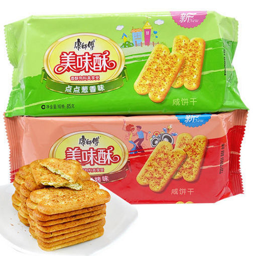 图片 一组2个口味! 康师傅 美味酥 咸酥饼干 点点葱香/什锦烧烤 2x80g