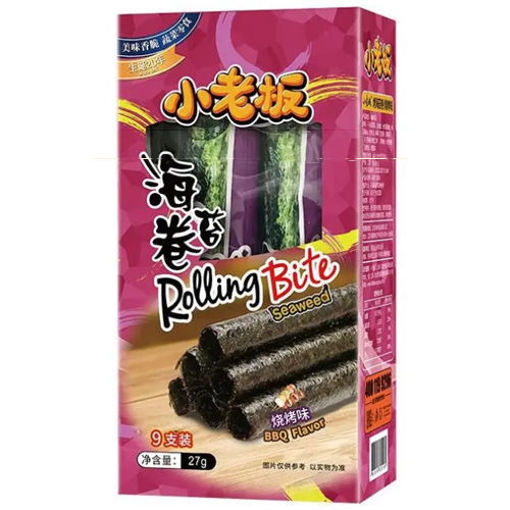 图片 小老板 烤海苔卷 烧烤味 27g 红盒