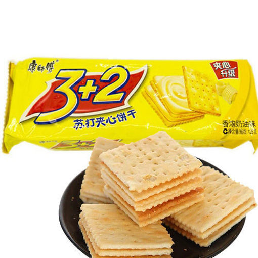 图片 康师傅 3+2苏打夹心饼干 香浓奶油味 125g 